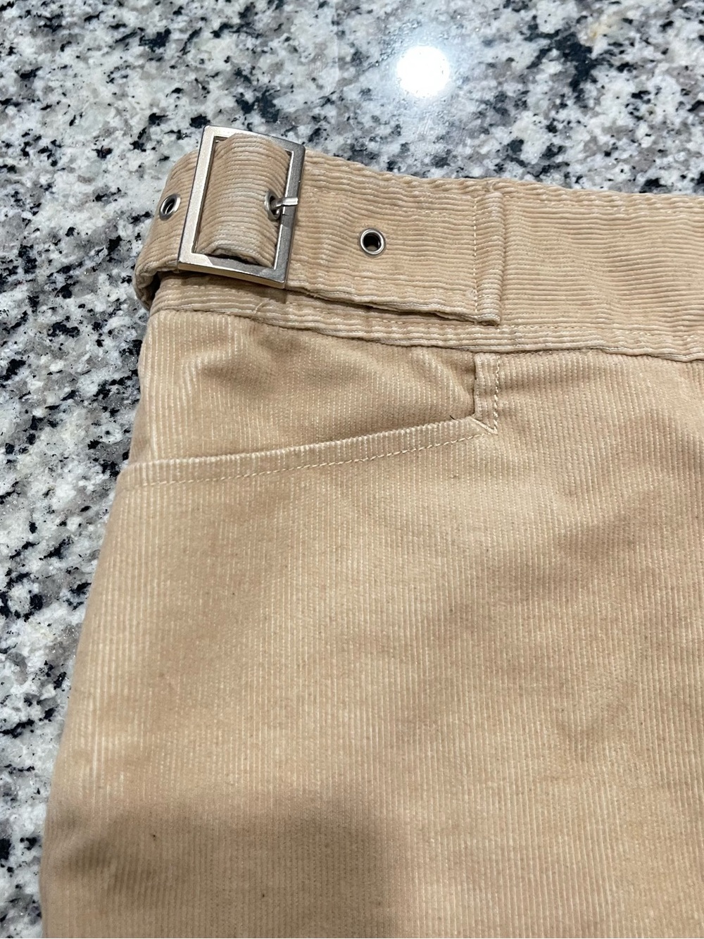 Armani Exchange Beige Corduroy Mini Skirt with Belt Detail | Size 10 - Picture 3 of 16